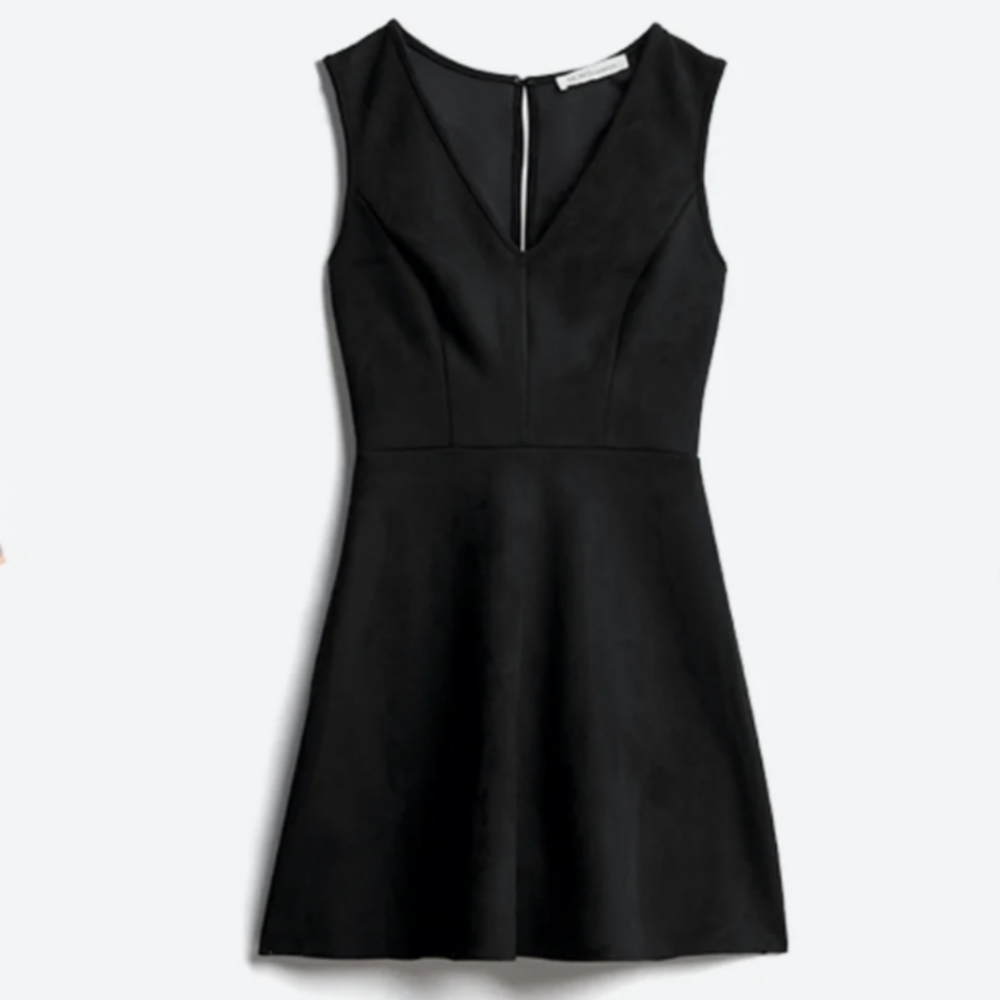 NWT BCBG black faux suede v neck dress